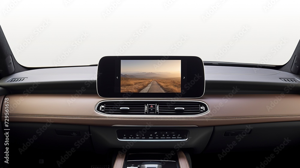 A photo of a Car's Entertainment Console A photo of a Car's Entertainment Console