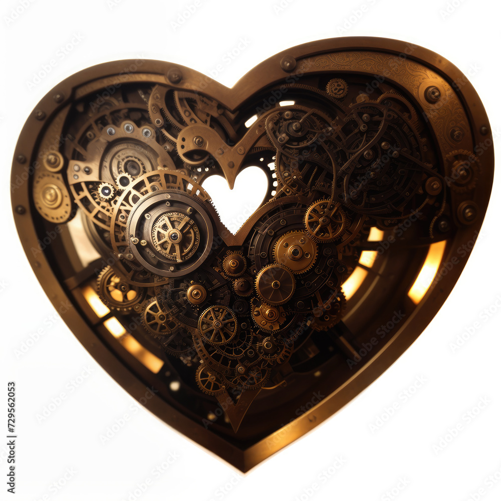 Heart in steampunk style. Valentine's card. Abstract illustration. AI generated. Heart in steampunk style. Valentine's card. Abstract illustration. AI generated.