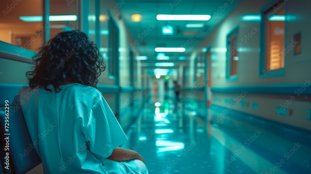 Patient Waiting in Hospital Corridor Patient Waiting in Hospital Corridor