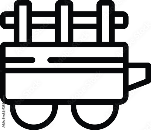 Tractor trailer icon outline vector. Smart farm work. Cereal machine