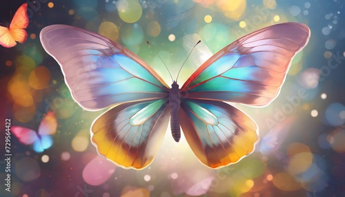 flying butterfly with colorful wings on background digital