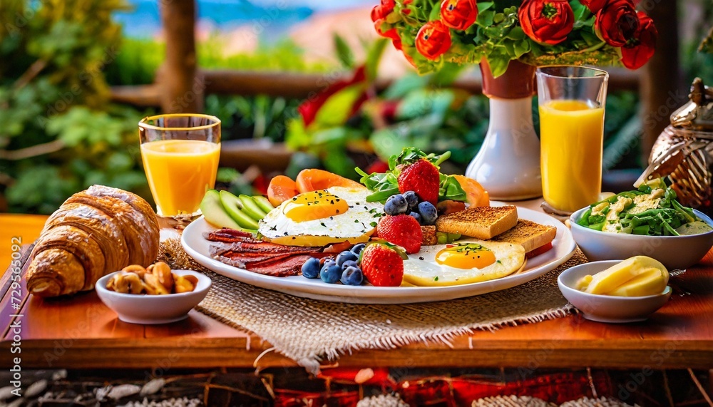 huge healthy breakfast spread on a table