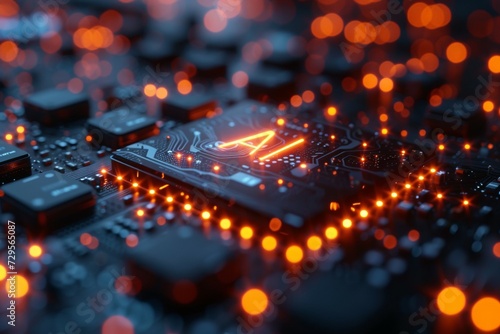 AI processor. Background with selective focus and copy space