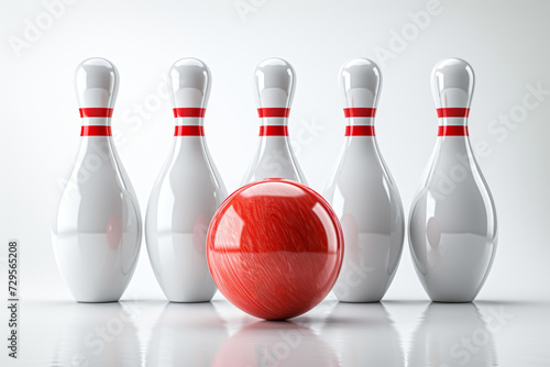 Skittles and bowling ball. Background with selective focus and copy space