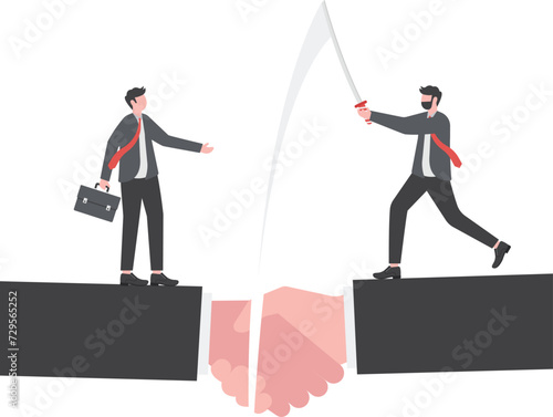Cut Relationship or terminate the agreement. Business relation concept


