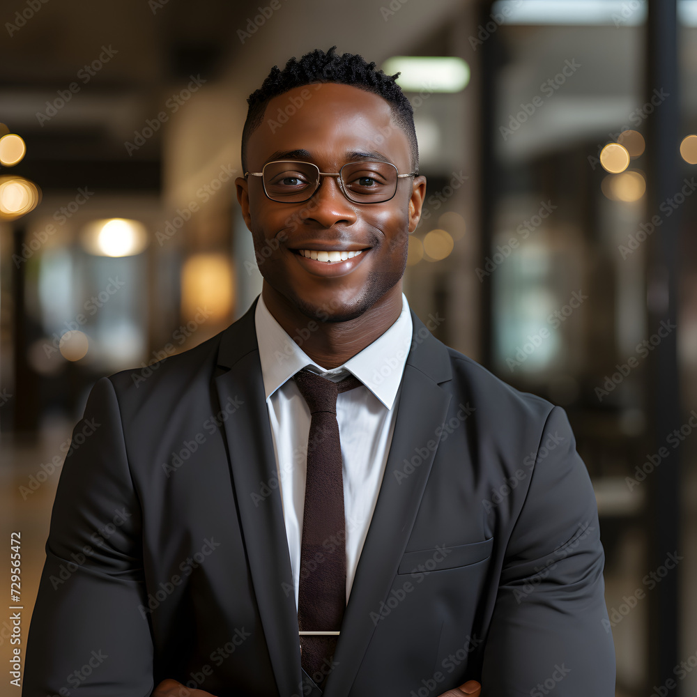 the business community by featuring a close-up of a smiling Black businessman the business community by featuring a close-up of a smiling Black businessman