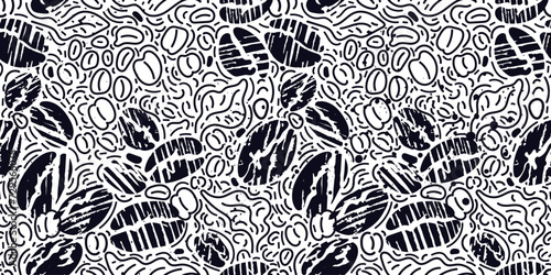 Abstract grunge pattern. Coffee graphic art beans