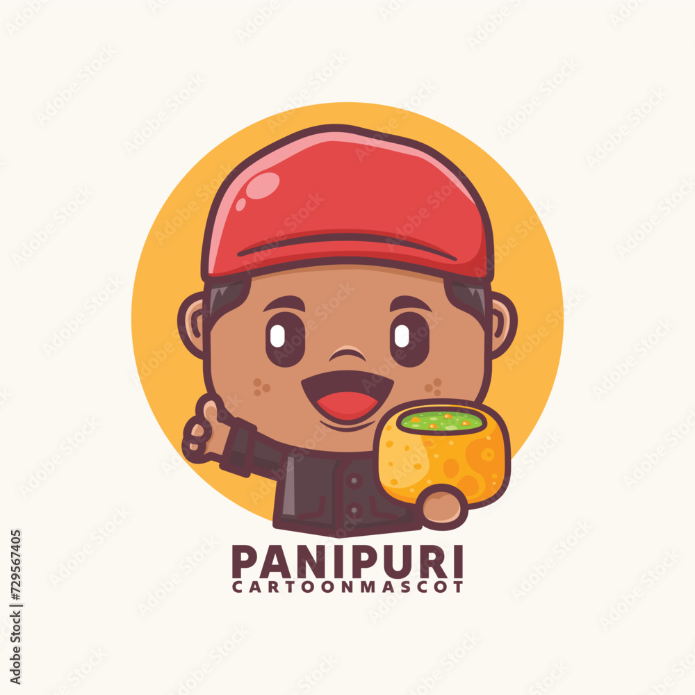 Panipuri chef cartoon, Indian food mascot design Panipuri chef cartoon, Indian food mascot design
