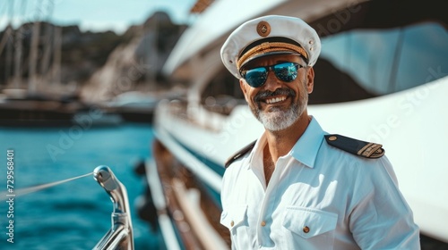 Ship captain wearing sunglasses photo