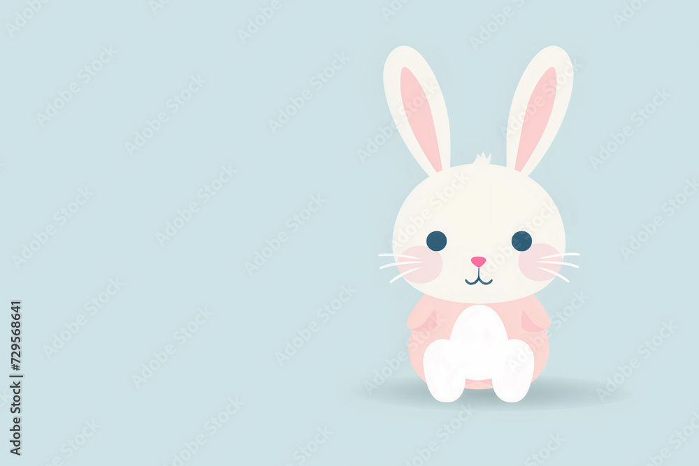 Drawing illustration funny cut easter bunny on blue background, copy space. Drawing illustration funny cut easter bunny on blue background, copy space.
