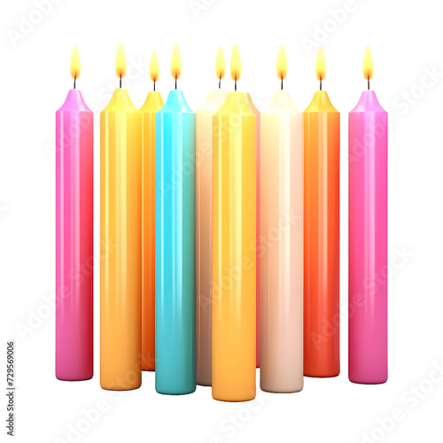 3D Rendering of a Beautiful Colorful Candle on Transparent Background - Ai Generated