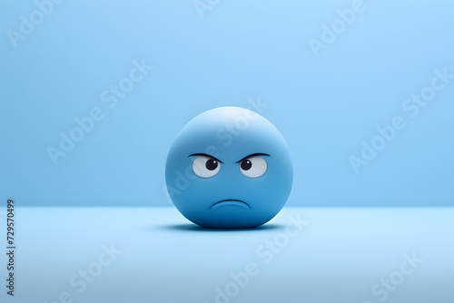 Light blue background with a melancholic emoji face, symbolizing the 'Blue Monday' feeling. - Generative AI,