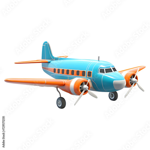 3D Rendering of a Airplane on Transparent Background - Ai Generated