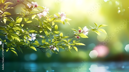 Spring season, vibrant green background © xuan