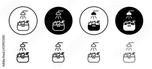 Wash fruits vector icon set collection. Wash fruits Outline flat Icon.