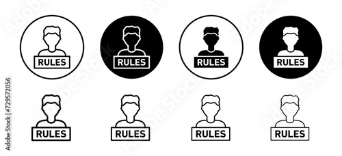 Text rules vector icon set collection. Text rules Outline flat Icon.
