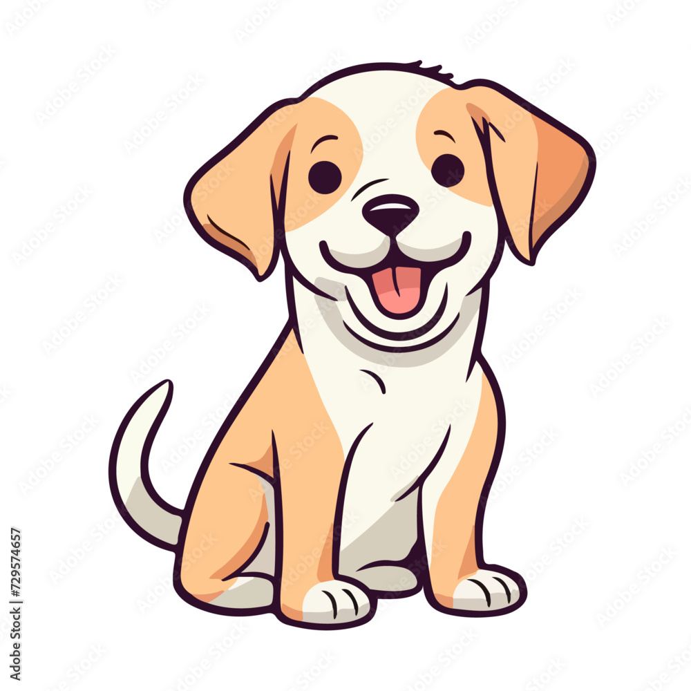 Vector cute little dog cartoon isolated on white Background 
