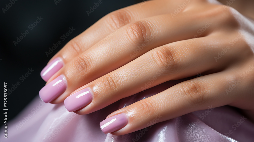 Fototapeta premium A beautiful clean hand of a women and fingers with nail art pedicure design 