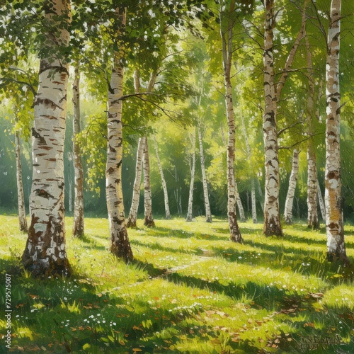 smooth rows of birch trees