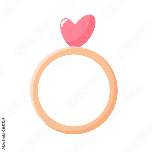 vector engagement ring icon cartoon illustration ring with heart. cute wedding element