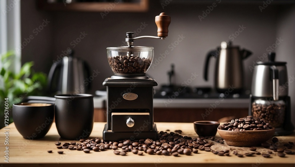 manual coffee grinder in the kitchen on the table
manual coffee grinder in the kitchen on the table