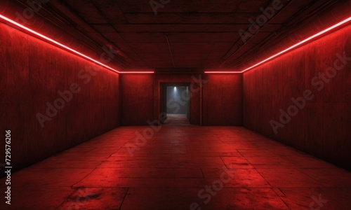 Electric Serenity: Red Neon-Lit Underground Spaces Unexplored