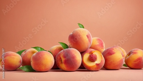 peaches on a minimalistic orange background
