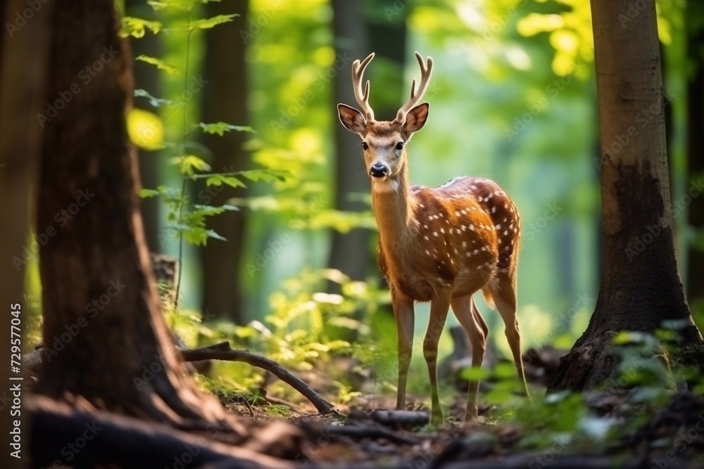 Naklejka premium sika deer or wasps in natural habitat 