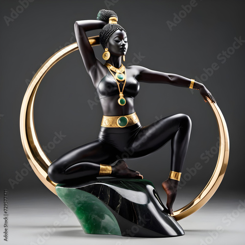 The sculpture I witnessed was truly captivating; it portrayed a full-bodied Ethiopian woman executing an intricate and demanding yoga pose with grace and elegance. The sculpture was crafted using a st