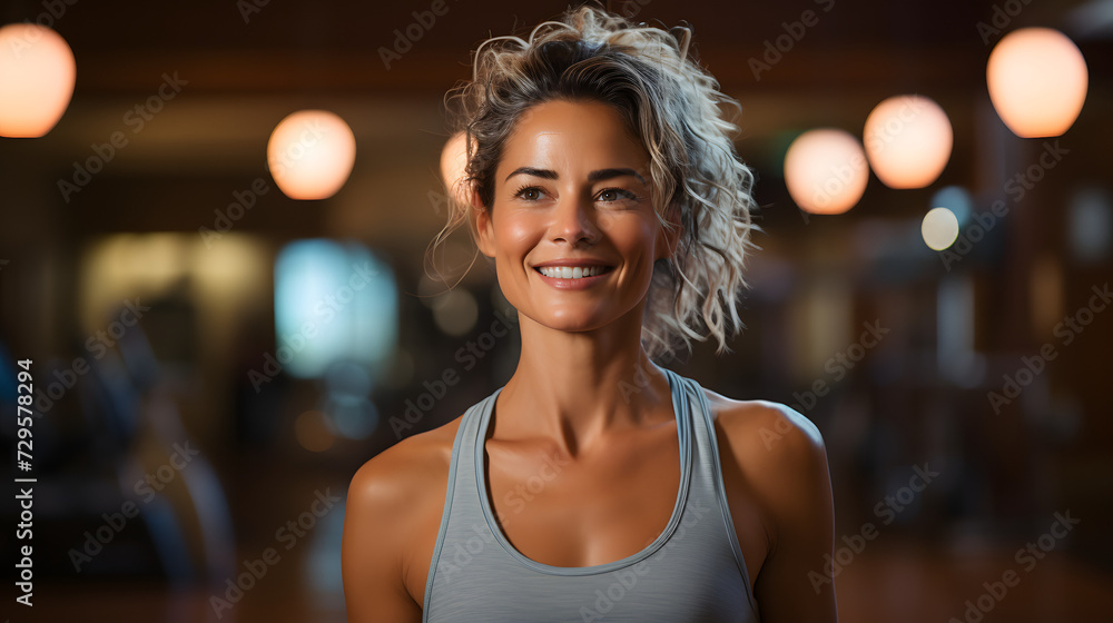 Radiant and confident, a lady in a sleeveless shirt exudes warmth and joy as she gazes directly at the camera, showcasing her beautiful smile and delicate features Radiant and confident, a lady in a sleeveless shirt exudes warmth and joy as she gazes directly at the camera, showcasing her beautiful smile and delicate features