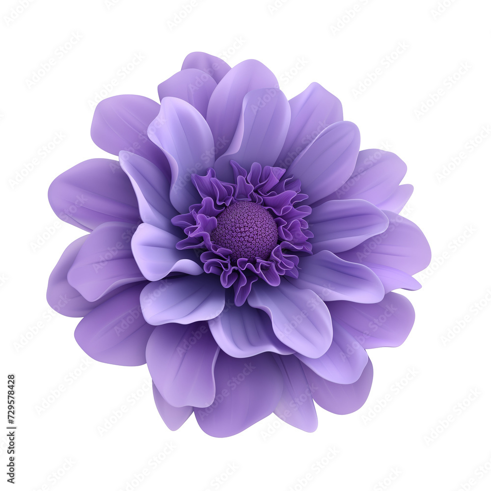 3D render, Purple flower isolated on transparent background