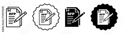 Business proposal set in black and white color. Business proposal simple flat icon vector