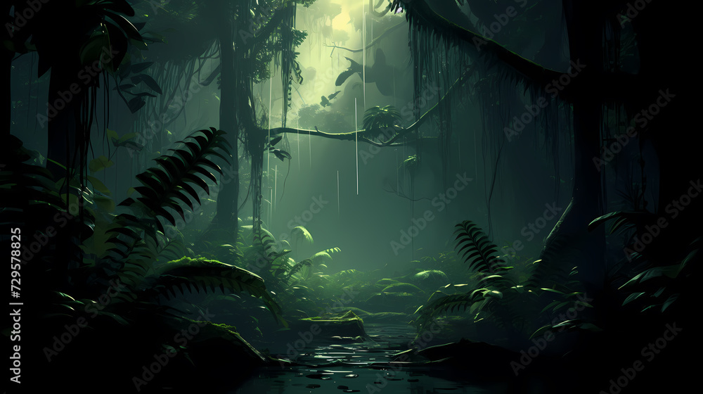 Fototapeta premium Forest background, vibrant trees