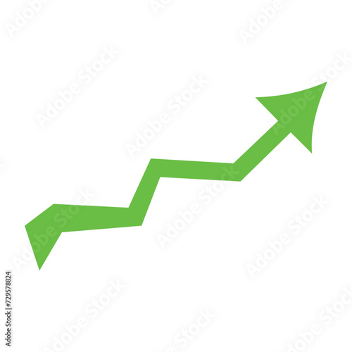 green arrow icon. Green arrow showing upward business earnings on white background. Vector illustration. Eps file 144.