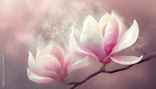 Piękne wiosenne magnolie, dekoracja generative ai