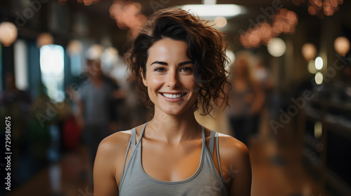 A radiant woman's genuine smile lights up the frame as she confidently poses for the camera in her stylish outdoor street attire