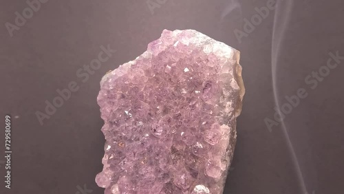Quartz with smoke against a black background