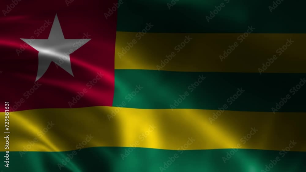 Togo Waving Flag. Flag of Togo Waving Animation. Togo Waving Flag. Flag of Togo Waving Animation.