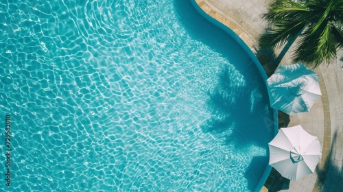 Swimming pool with top view, vacation concept. AI tools