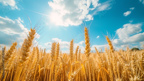 Golden wheat field under a summer sky