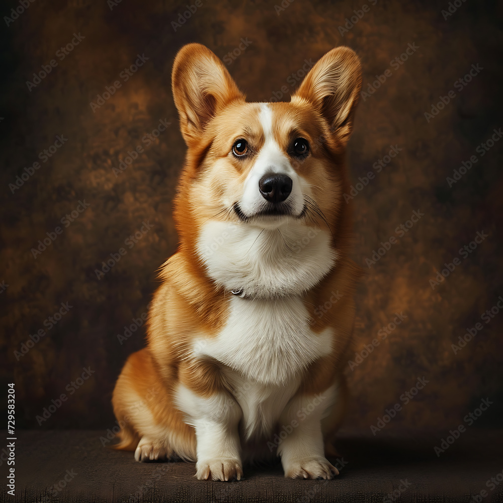 Professional portrait of a corgi sitting Professional portrait of a corgi sitting