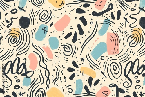 Hand-drawn pattern background with calming pastel colors, perfect for a random touch. © Matthew