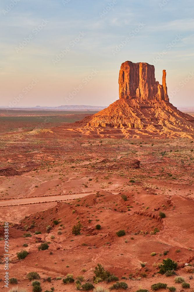 Majestic Sandstone Butte in Arizona Desert, Eye-Level View
