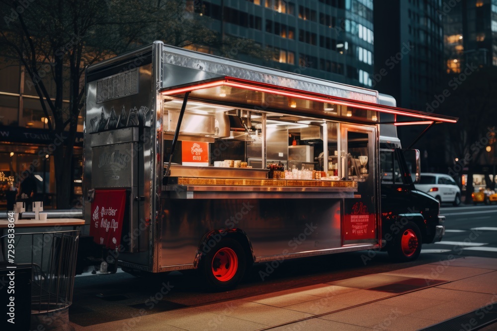 Exterior of a food truck in new york