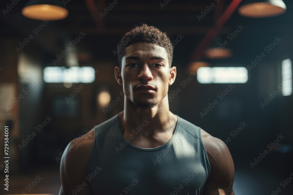 Confident young black male athlete standing in a gym Stock Photo ...
