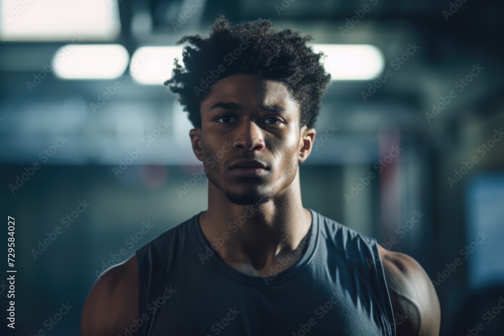Confident young black male athlete standing in a gym Stock Photo ...