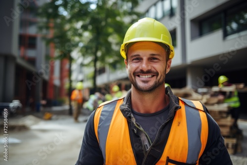 Smiling portrait of a young male construction worker