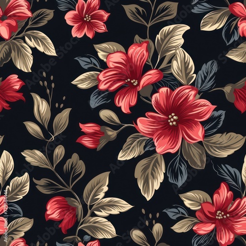 Seamless floral background with vintage colors, featuring minimalist flower patterns.