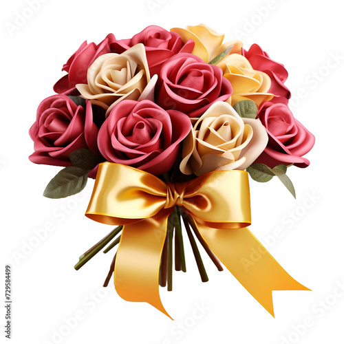 3D Rendering of a Bunch of Colorful Flowers For Gift on Transparent Background - Ai Generated