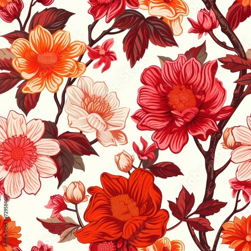 Seamless floral background with vintage colors  featuring minimalist flower patterns.